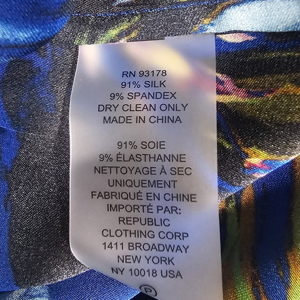 Elie Tahari Womens  The Madeline Silk-Blend Blouse, Blue - Picture 9 of 14